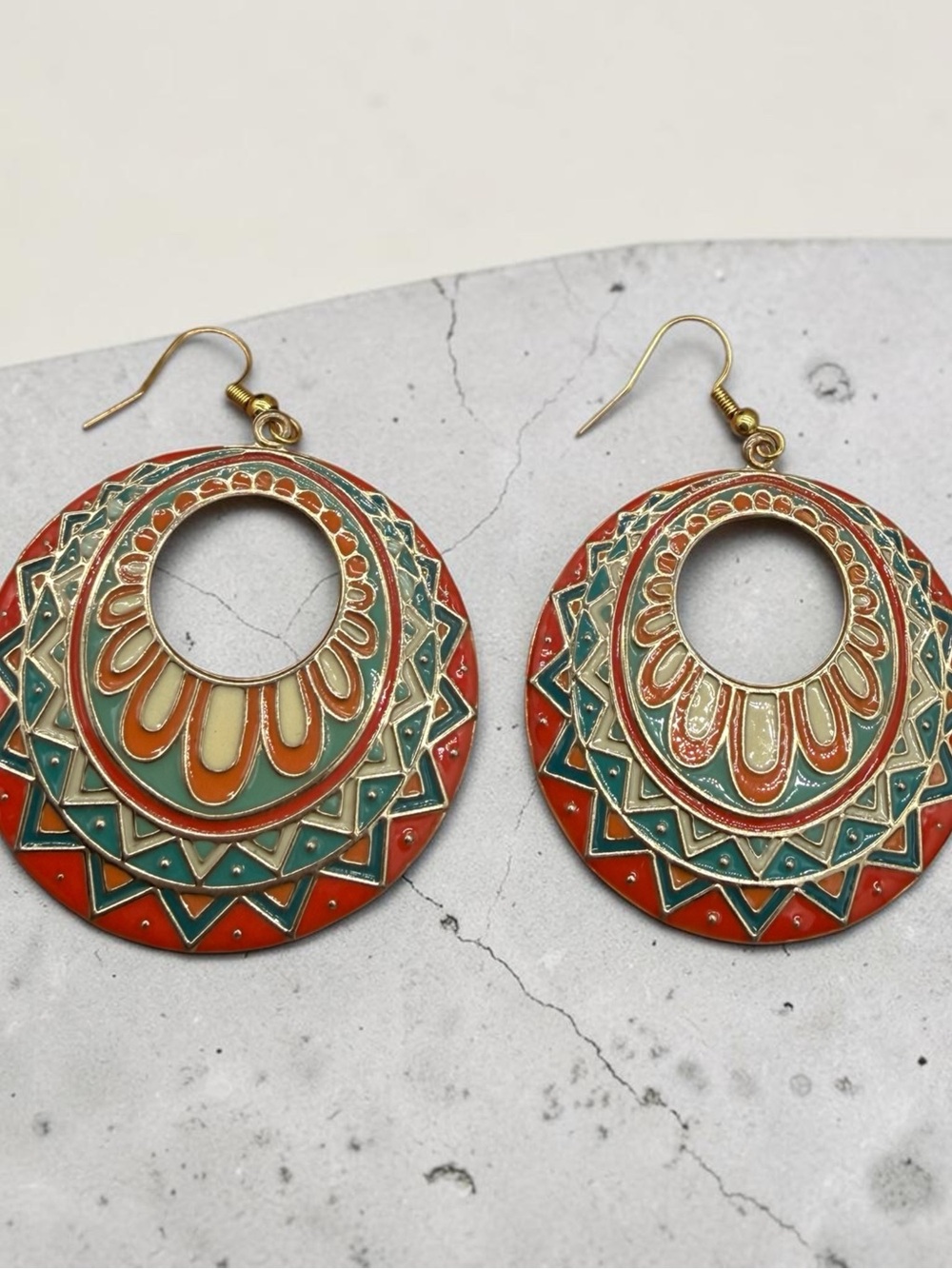 Boho Aztec & Mandala-Style Geometric Dangle Earrings